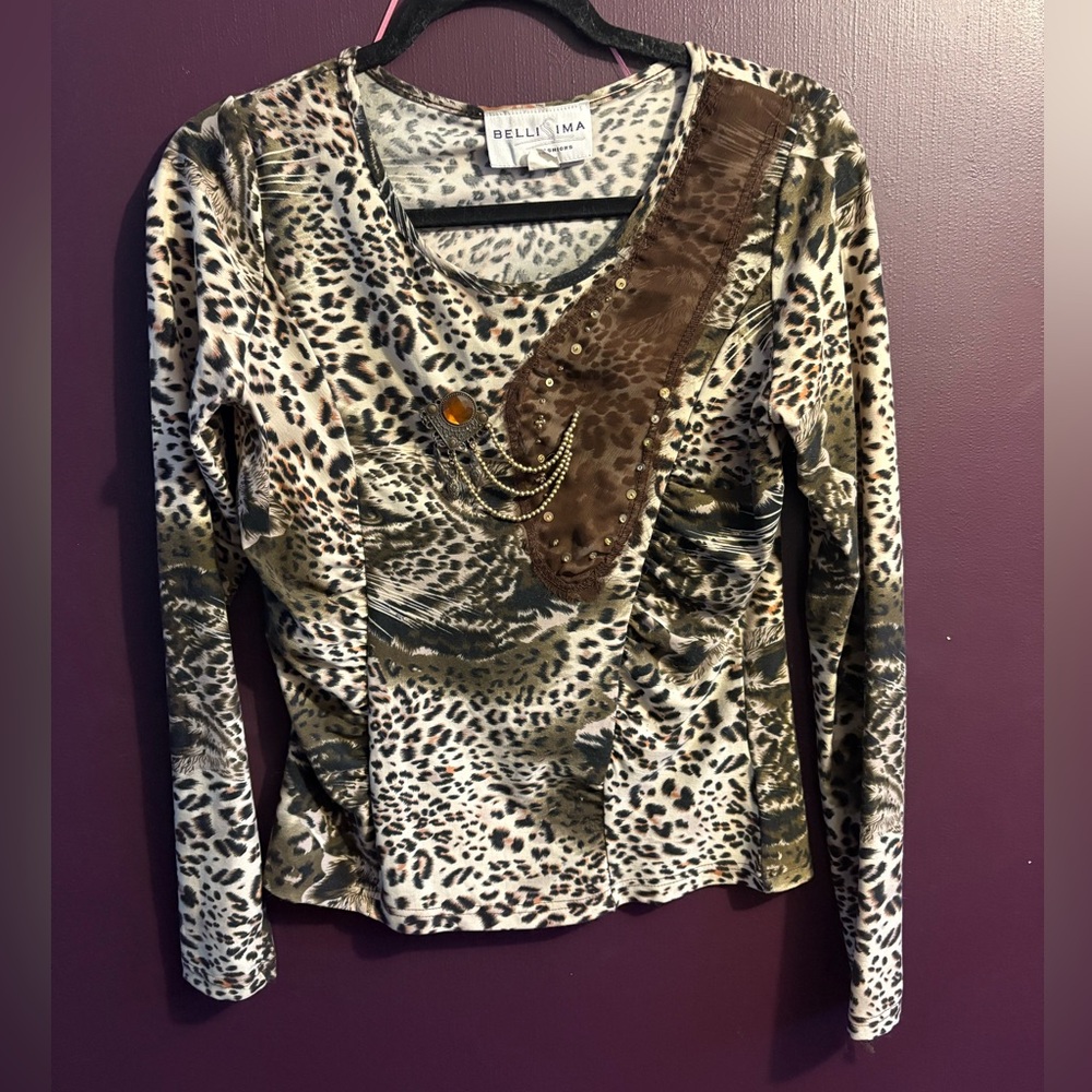 Bellissima Leopard Pattern Long Sleeve Top